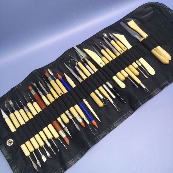 Набор инструментов для лепки и моделирования, 30 инструментов в чехле / Для работы с гипсом, мастикой, пластилином, воском, глиной